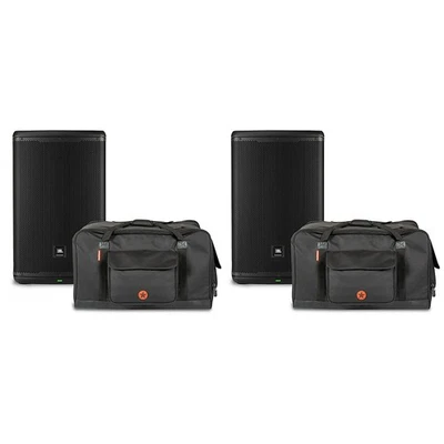 Par de altavoces alimentados JBL EON715 con bolsas para corredores de carretera Foto 1 de 4