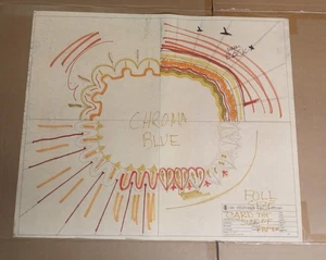 CBS Television Studio set inchiostro originale design croma blu set #3 anni 70 - Foto 1 di 7