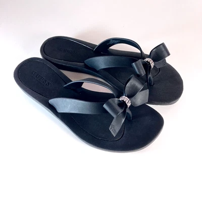 Guess Rhinestone Bow Sandal Womens 6.5 Tutu Flip Flip Detail Casual Comfort Shoe - Image 1 of 4