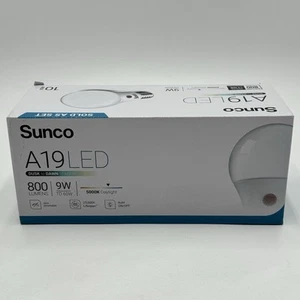 Sunco 10 Pack Dusk to Dawn Light Bulbs Outdoor, Sensor A19 LED Light Bulb, Auto - Picture 1 of 11