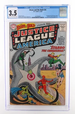 Brave and the Bold #28 - DC Comics 1960 CGC 3.5 1st appearance of the Justice Le - Image 1 of 2