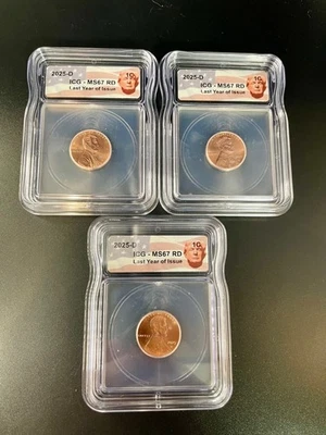 2025-D ICG MS67 RD – Last Year of Issue – Lot of 3 - Image 1 of 2