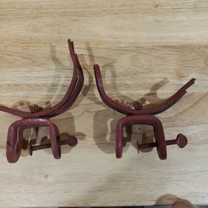 Vintage Red Fishing Rod Holders Adjustable Clamp On For Boat Canoe Pier Lot Of 2 - Picture 1 of 12