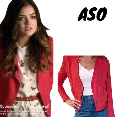 Chaqueta con lema roja alternativa Pretty Little Liars talla 8 ASO Aria Montgomery Foto 1 de 4