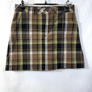 White Stag Skort Women's Size 10 Brown Multicolor Plaid Stretch Pockets Skirt - Picture 1 of 7