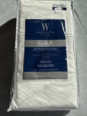 Wamsutta NUEVO 625 TC PimaCott Satén Tejido Fundas de Almohada CEBRA King Blanco/Beige Foto 1 de 3