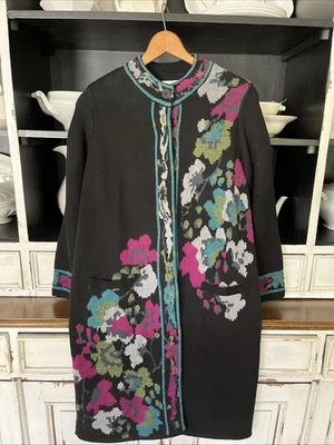 Cárdigan tejido patrón floral J Jill plumero abrigo boho talla S Petite Grannnycore Foto 1 de 4