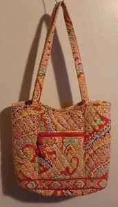 Vera Bradley Tote Purse 2 Handled Capri Melon Pattern Paisley Design Pink Peach - Picture 1 of 8