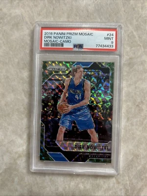 PSA 9 2016-17 Panini Mosaic Prizm #24 Dirk Nowitzki Camo Mosaic /25 Mavericks - Image 1 of 4