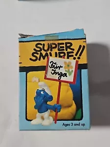 Smurfs Sign Bearer Super Smurf vintage Rare - Picture 1 of 5