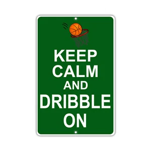 Keep Calm And Dribble On Wandkunst Dekor Neuheit Hinweis Aluminium Blechschild - Bild 1 von 1