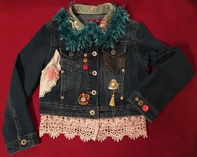 Little Girl's Decorated Denim Jacket Size 8 Arizona Jean Company - Image 1 of 4