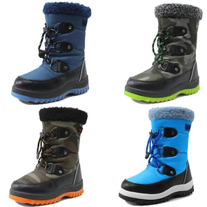 Kids Boys Girls Snow Boots Camouflage Non-slip Faux Fur Lined Warm Ski Boot - Picture 1 of 14