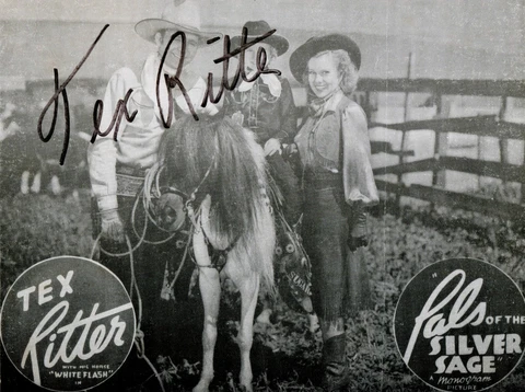 Tex Ritter Signed Photo and Horse White Flash Pals of the Silver Sage  e1-33 Cover