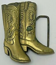 Vintage Brass Belt Buckle Western Cowboy Boots 1979 by Baron