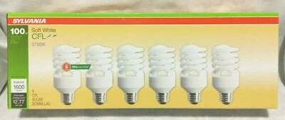 Sylvania  Soft White 100 Watt Replacement CFL Light Bulbs Uses 23 Watts/ 6 bulbs - Image 1 of 4
