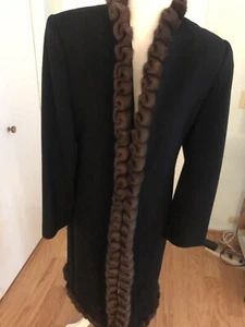 Vintage Fleurette Long Coat With Mink Trim - Picture 1 of 4