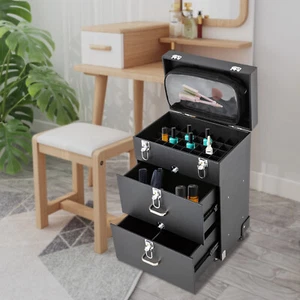 Carrito de cosméticos organizador de almacenamiento de maquillaje con ruedas estuche de tren de maquillaje caja de equipaje - Imagen 1 de 24
