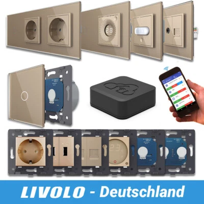 LIVOLO SmartHome WIFI Touch Funk Lichtschalter Steckdosen Wechselschalter Gold - Bild 1 von 4