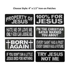 Choose Style CHRISTIAN PATCHES 4" x 1.5" Religious Jesus iron on patches - Picture 1 of 10