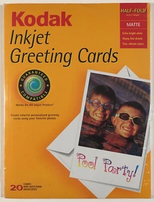 Kodak Inkjet Greeting Card Half-Fold Matte White Sets 20 Cards With Envelopes - Image 1 of 3