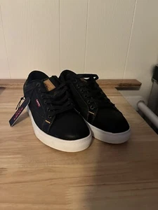 Levi Jeffrey 501 Denim Black/Tan Size 9m Shoes - Picture 1 of 10