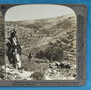Stereoview Photo Palestine Old Road From Jericho To Ai Among Hills of Benjamin - Picture 1 of 3
