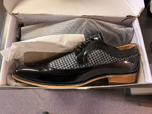 JORDAN Scarpe eleganti bicolore Gino Vitale da uomo nere punta ad ala brogue taglia 13. Nuovo con etichetta
