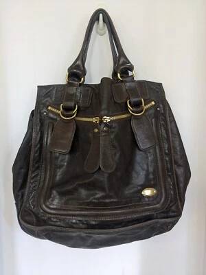 Chloe XL Brown Leather Handbag Carryall Overnight Wide Opening 20w 15t 6d - Image 1 of 4