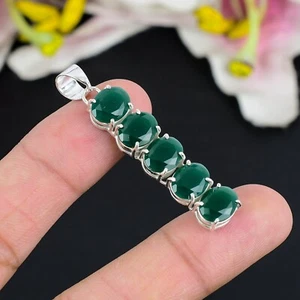 Green Onyx Gemstone Pendant Handmade 925 Sterling Silver Pendant Jewelry - Picture 1 of 4