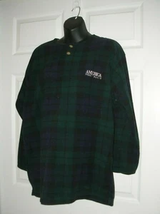 Perry Ellis Men's Medium Fleece Top Blue and Green Plaid Warm and Cozy New - Picture 1 of 10