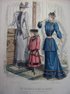 64 / Incisione di Moda " Di La Moda Parigi 1891 " . Grande 36x26 - Picture 1 of 3