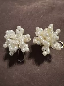 vintage elegant faux pearl star burst earrings - Picture 1 of 7