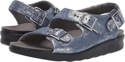 SAS Womens Relaxed Heel Strap Sandal-Silver/Blue-Size 9.5-Wide - Image 1 of 4