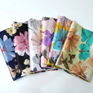 By Yard Big Flower Satin Material Polyester Charmeuse Fabric For Scarf Craft - Picture 1 of 11