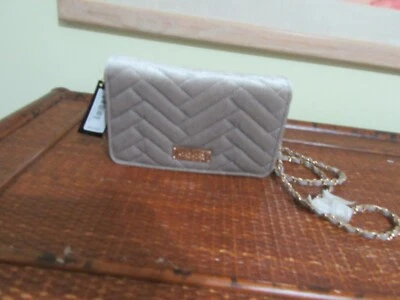 Bebe handbag,crossbody,NWT,Taupe quilted,velvet,removeable chain converts clutch - Image 1 of 4