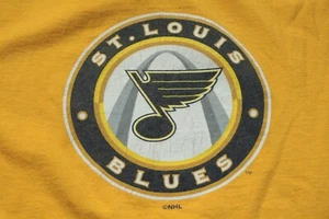 T-shirt vintage St. Louis Blues XL NHL maglia hockey logo arco terza maglia gialla - Foto 1 di 3