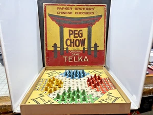 Vntg 1938 Parker Brothers Gioco da tavolo da scacchi cinesi Peg Chow Telka - BG2 - Foto 1 di 8