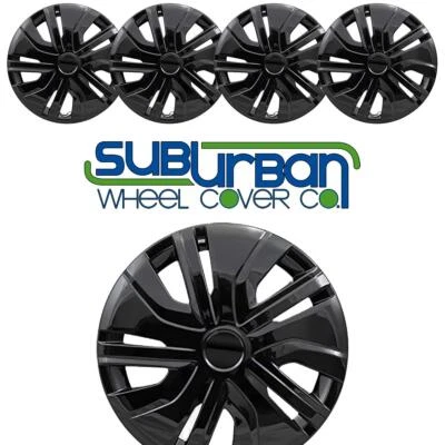 Mitsubishi Mirage ES 2017-2024 estilo # 495-14BLK 14" negro brillante juego de tapacubos/4 Foto 1 de 4