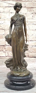 Pax Goddess of Peace elegant female nude bronze sculpture Marble Base Figurine - Picture 1 of 10