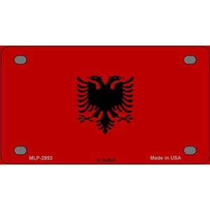 Albania Flag MINI Size 4"x2.2" License Plate Metal Sign for Home - Picture 1 of 1