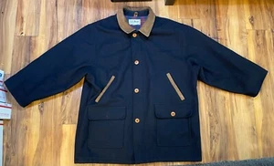 80's Vintage LL Bean Mens Plaid Lined wool Peacoat Coat jacket MADE IN USA MAINE - Picture 1 of 11