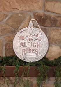 NWT RAZ 13.5" Rustic Metal "Sleigh Rides" Reindeer Santa Christmas Wall Art B - Picture 1 of 7