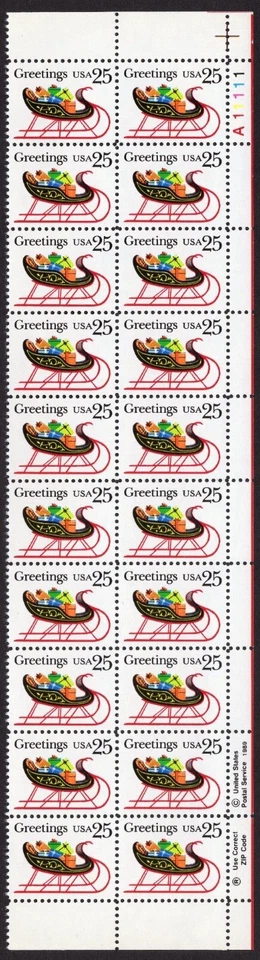 Scott #2428 Christmas Sleigh Plate Block of 15 Stamps - MNH UR - Image 1 of 1