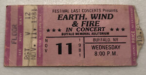 RARE 1981 Earth Wind & Fire Concert Ticket Stub Buffalo Memorial AUD
