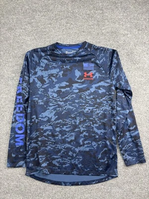 Under Armour Freedom Shirt Mens Medium Blue Camo Long Sleeve USA Flag Graphic - Image 1 of 4