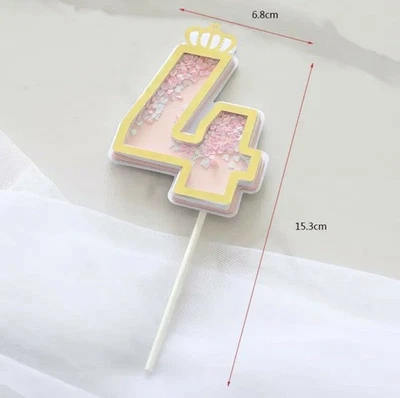 Los Angeles Boutique 4to Cumpleaños Pastel Cupcake Topper Oro Boho Corona Confeti  Foto 1 de 4