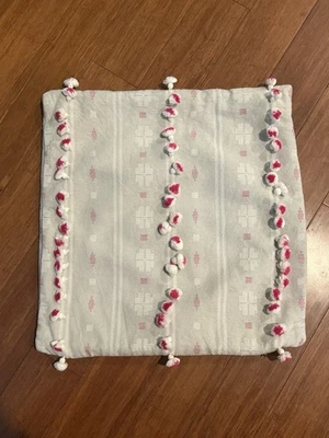 Funda Almohada Anthropologie Rosa y Beige Pom Natural 18x18 Foto 1 de 4