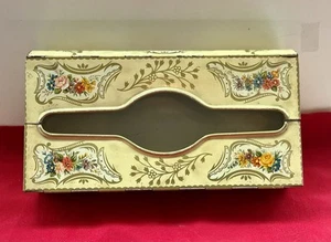 VTG BARET WARE “CHELSEA” YELLOW FLORAL HINGED TISSUE DISPENSER MADE IN ENGLAND - Picture 1 of 19