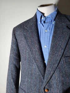 46 L bunt Fischgrät Karo schwerer Wolle Tweed Mantel Blazer Jacke Harris John - Bild 1 von 8